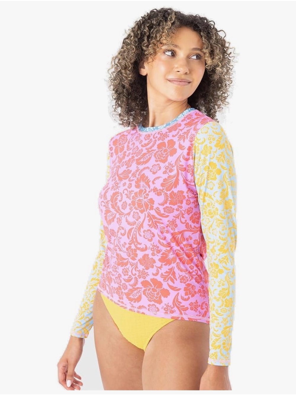Roxy TAPESTRY PATCHWORK SEA SKIPPING COLOR BLOCK RASHGUARD - Picture 1 of 4